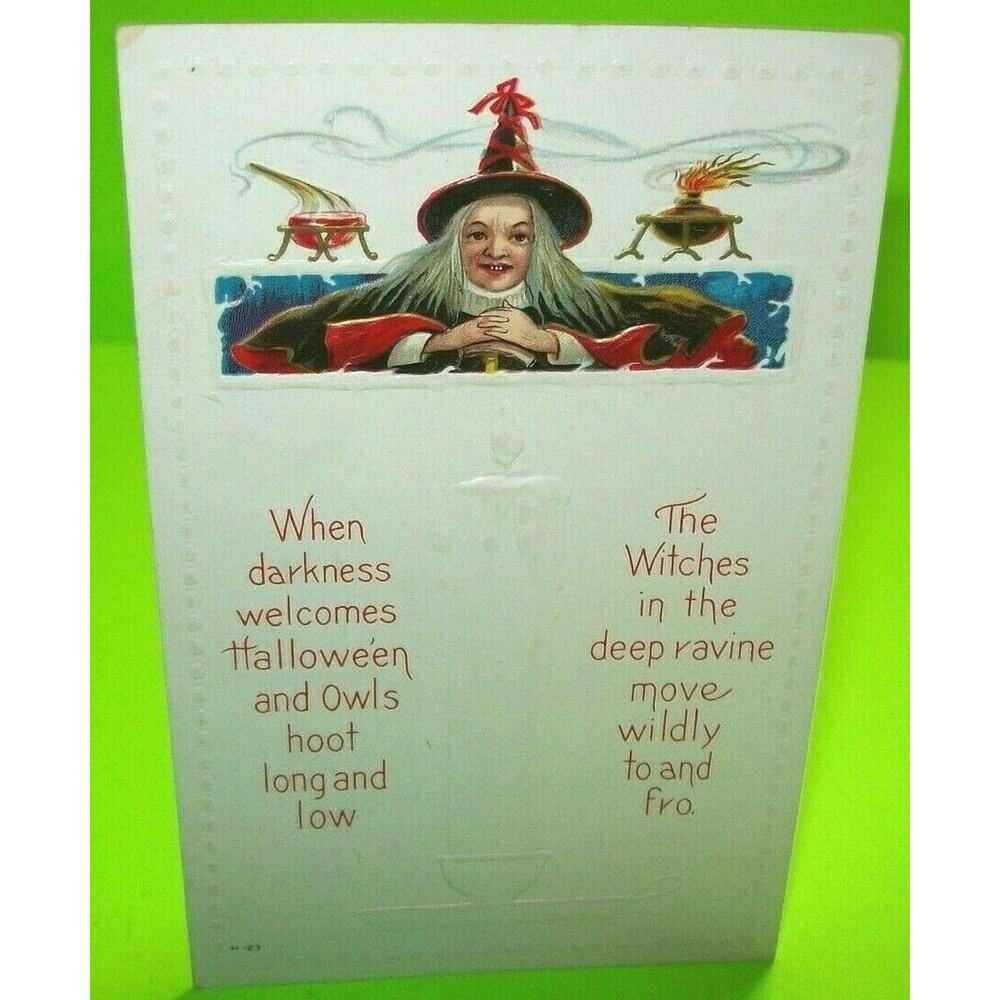 Vintage Halloween Postcard Nash Witches Poem Laboratory Series H-23 Akron Ohio